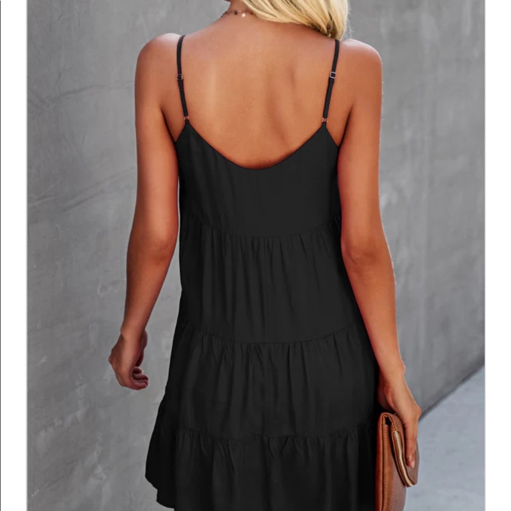 Beachsissi fashion solid color ruffle hem mini dress - Picture 2 of 3